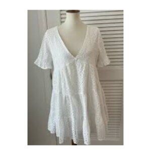 Petal & Pup Elegant White Eyelet Dress – Size US 6